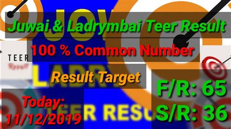 Juwai & Ladrymbai teer result 11/12/2019 .